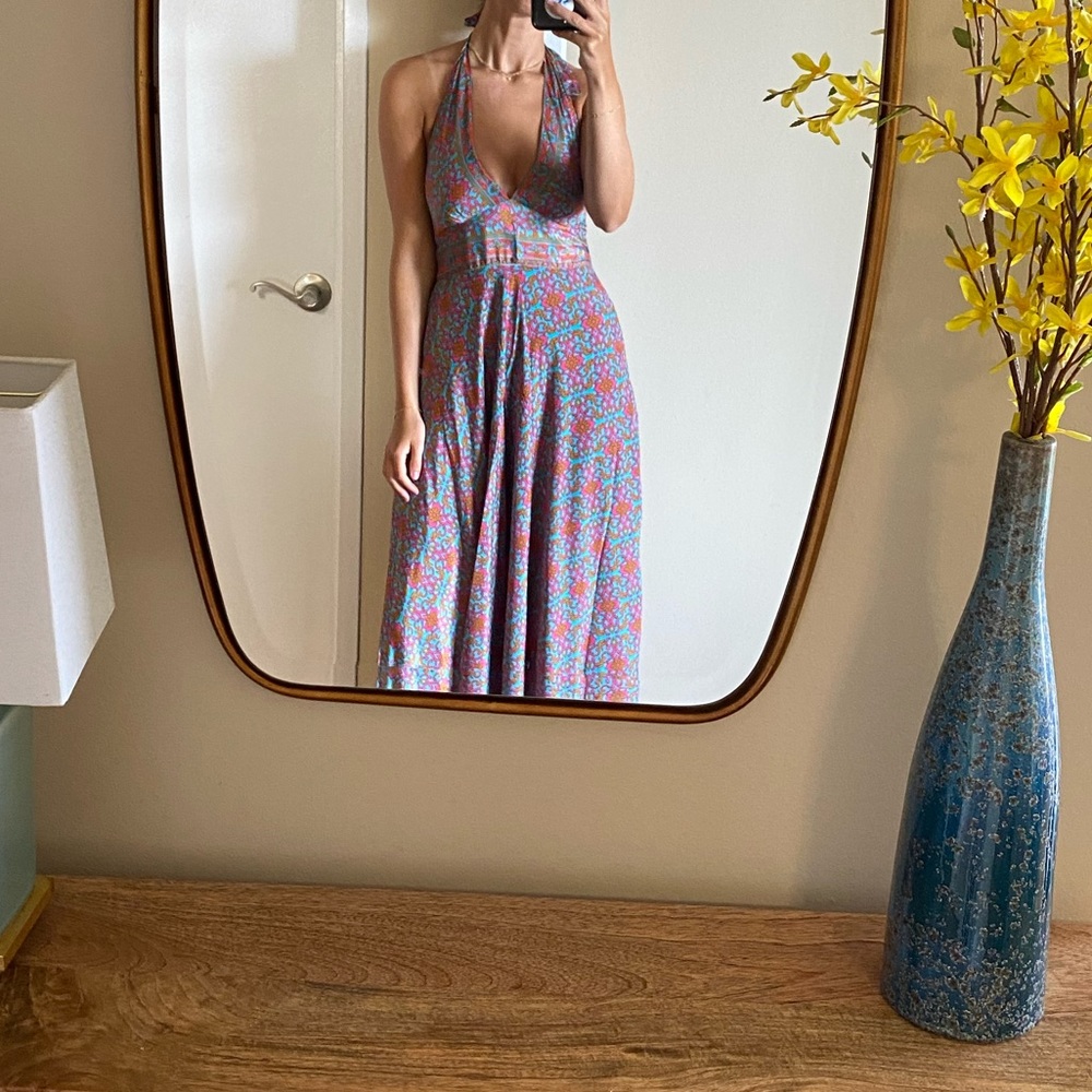 Silk halter maxi dress